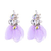 1 Pair Elegant Flower Petal Plating Inlay Alloy Glass Drill Gold Plated Drop Earrings main image 5