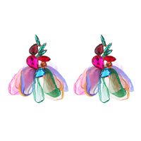 1 Pair Elegant Flower Petal Plating Inlay Alloy Glass Drill Gold Plated Drop Earrings sku image 2
