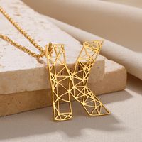 Steel Exaggerated Artistic Hollow Out Letter Pendant Necklace main image 6