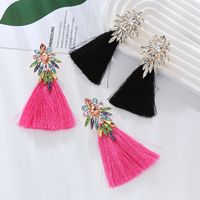 1 Pair Elegant Solid Color Grain Plating Inlay Alloy Glass Drill Glass Drill Gold Plated Drop Earrings main image 1
