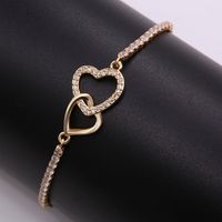 Romantic Sweet Heart Shape Rope Copper Plating Inlay Zircon 18k Gold Plated Bracelets main image 9