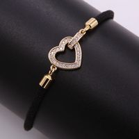 Romantic Sweet Heart Shape Rope Copper Plating Inlay Zircon 18k Gold Plated Bracelets sku image 2