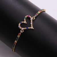 Romantic Sweet Heart Shape Rope Copper Plating Inlay Zircon 18k Gold Plated Bracelets main image 6