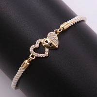 Romantic Sweet Heart Shape Rope Copper Plating Inlay Zircon 18k Gold Plated Bracelets main image 8
