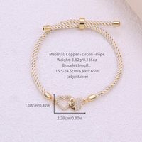 Romantic Sweet Heart Shape Rope Copper Plating Inlay Zircon 18k Gold Plated Bracelets main image 4