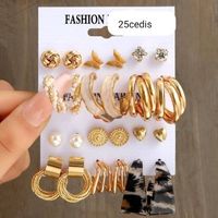 1 Set Simple Style Round Metal Plating Gold Plated Women's Drop Earrings Earrings Ear Studs sku image 84
