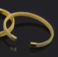 Simple Style Mesh Titanium Steel Plating Unisex Cuff Bracelets sku image 3