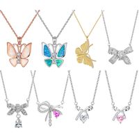 Elegant Simple Style Butterfly Bow Knot Sterling Silver Plating Inlay Zircon Silver Plated Necklace main image 1