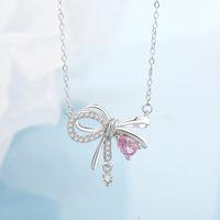 Elegant Simple Style Butterfly Bow Knot Sterling Silver Plating Inlay Zircon Silver Plated Necklace main image 5