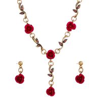Romantic Rose Alloy Plating Women's Bracelets Earrings Necklace sku image 14