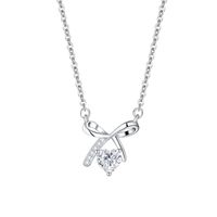 Elegant Simple Style Butterfly Bow Knot Sterling Silver Plating Inlay Zircon Silver Plated Necklace sku image 1