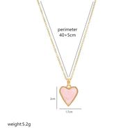 Stainless Steel 18K Gold Plated Luxurious Enamel Plating Heart Shape Pendant Necklace sku image 3