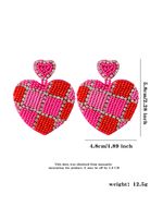 1 Pair Romantic Sweet Heart Shape Beaded Seed Bead Drop Earrings sku image 2