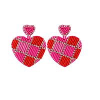 1 Pair Romantic Sweet Heart Shape Beaded Seed Bead Drop Earrings main image 6