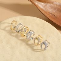 Ig Style Simple Style Geometric Copper Plating Inlay Zircon 14k Gold Plated Open Rings main image 1