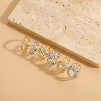 Ig Style Simple Style Geometric Copper Plating Inlay Zircon 14k Gold Plated Open Rings main image 3