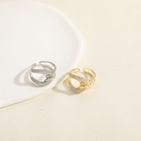 Ig Style Simple Style Geometric Copper Plating Inlay Zircon 14k Gold Plated Open Rings main image 4