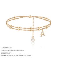 Vacation Letter Copper Plating 14k Gold Plated Women's Anklet main image 2