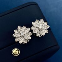 Elegant Glam Flower Copper Plating Inlay Zircon Earrings Necklace main image 5