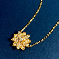 Élégant Glamour Fleur Le Cuivre Placage Incruster Zircon Des Boucles D'oreilles Collier sku image 3