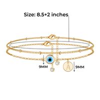 Vacation Letter Devil's Eye Copper Layered Plating 14k Gold Plated Women's Anklet main image 2