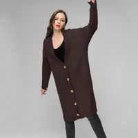 امرأة معطف سترة كم طويل سترات وبالأزرار النمط الكلاسيكي اللون الصامد sku image 2
