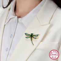 Glam Luxurious Shiny Dragonfly Sterling Silver Plating Inlay Zircon Women's Brooches main image 6