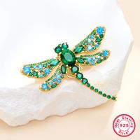Glam Luxurious Shiny Dragonfly Sterling Silver Plating Inlay Zircon Women's Brooches main image 5
