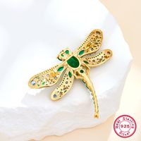 Glam Luxurious Shiny Dragonfly Sterling Silver Plating Inlay Zircon Women's Brooches main image 4