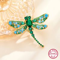 Glam Luxurious Shiny Dragonfly Sterling Silver Plating Inlay Zircon Women's Brooches main image 3