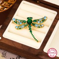 Glam Luxurious Shiny Dragonfly Sterling Silver Plating Inlay Zircon Women's Brooches main image 1