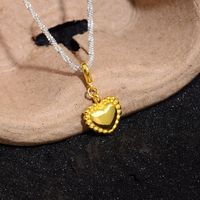 Elegant Heart Shape Copper Pendant Necklace sku image 1