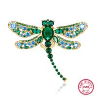Glam Luxurious Shiny Dragonfly Sterling Silver Plating Inlay Zircon Women's Brooches sku image 1