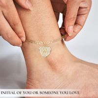 Vacation Letter Heart Shape Copper Layered Plating 14k Gold Plated Women's Anklet main image 4