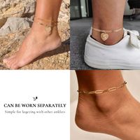 Vacation Letter Heart Shape Copper Layered Plating 14k Gold Plated Women's Anklet main image 5