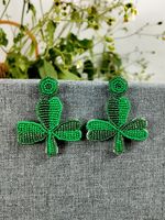 1 Pair IG Style Shamrock Letter Beaded Handmade Seed Bead Drop Earrings main image 5