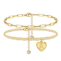 Vacation Letter Heart Shape Copper Layered Plating 14k Gold Plated Women's Anklet sku image 1