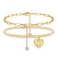 Vacation Letter Heart Shape Copper Layered Plating 14k Gold Plated Women's Anklet sku image 4