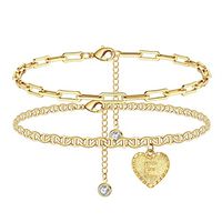Vacation Letter Heart Shape Copper Layered Plating 14k Gold Plated Women's Anklet sku image 5