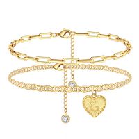 Vacation Letter Heart Shape Copper Layered Plating 14k Gold Plated Women's Anklet sku image 7