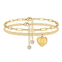 Vacation Letter Heart Shape Copper Layered Plating 14k Gold Plated Women's Anklet sku image 21