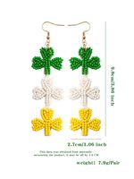 1 Pair IG Style Shamrock Letter Beaded Handmade Seed Bead Drop Earrings sku image 1