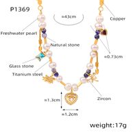 Elegant Vacation French Style Heart Shape Freshwater Pearl Titanium Steel Copper Beaded Plating Inlay 18k Gold Plated Pendant Necklace main image 2