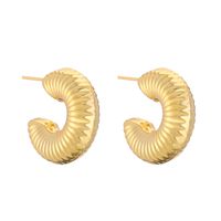 1 Pair Casual Simple Style Geometric Side Stripe Plating Copper 18k Gold Plated Ear Studs main image 7