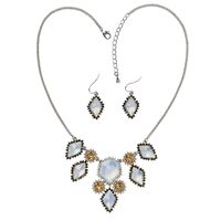 Glam Luxurious Geometric Copper Plating Inlay Glass Zircon Platinum Plated Earrings Necklace main image 3