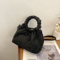 Women's Small Cloth Solid Color Elegant Bucket Magnetic Buckle Ruched Bag main image 3