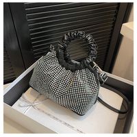 Women's Small Cloth Solid Color Elegant Bucket Magnetic Buckle Ruched Bag sku image 2