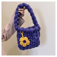 Women's Small Cotton Flower Vintage Style Square Open Underarm Bag sku image 3