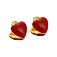 1 Pair Elegant Sweet Heart Shape Copper Hoop Earrings main image 5