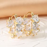 1 Pair Simple Style Shiny Heart Shape Copper Zircon White Gold Plated Hoop Earrings main image 7